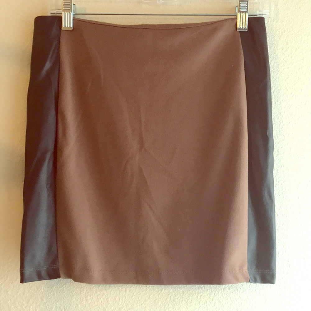 Vegan Leather and taupe mini skirt